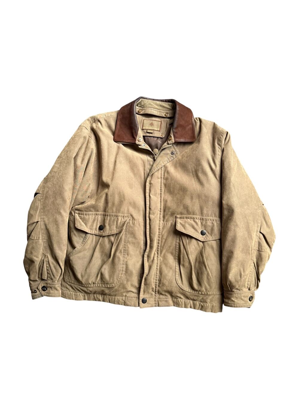 Vintage 90s Rainforest Microfiber Leather Field Bomber Jacket Khaki Green Large